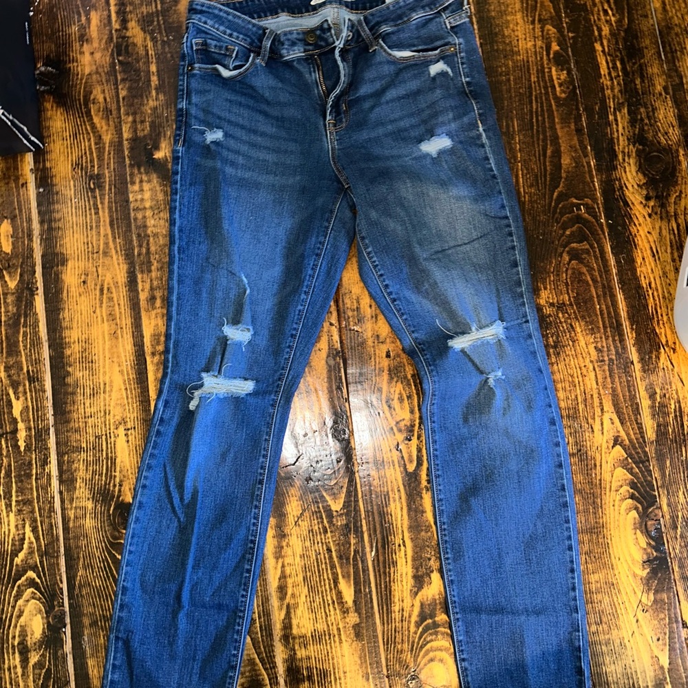 Old Navy Distressed Blue Skinny Jeans